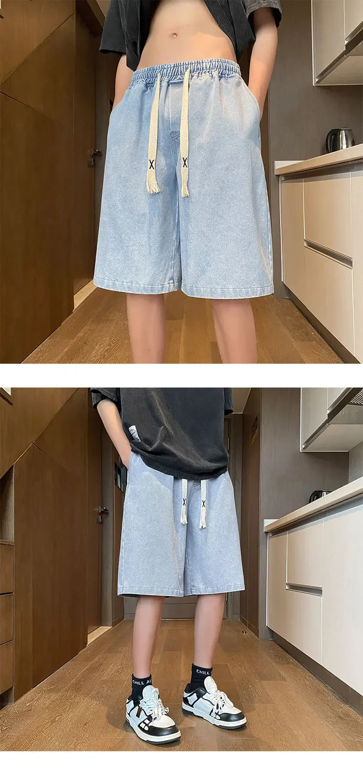 Yellow Clay Oversized Denim Shorts – Retro Fit