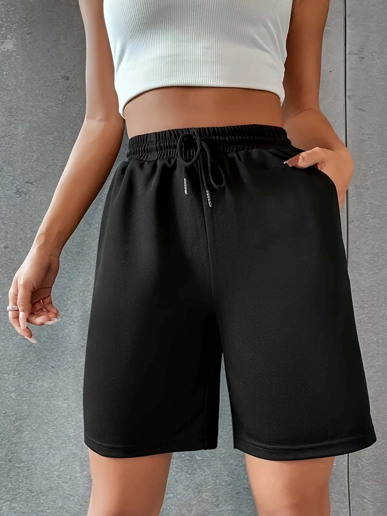 Women’s Knit Sweat Shorts – Drawstring & Pockets