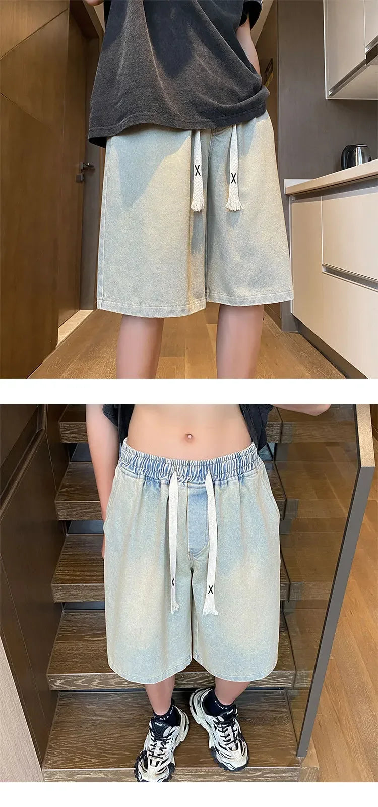 Yellow Clay Oversized Denim Shorts – Retro Fit