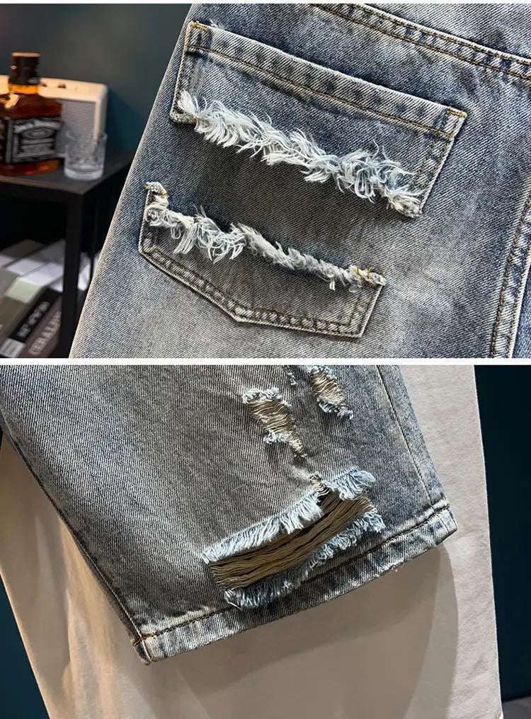 Men’s High-End Retro Denim – Loose Straight Fit