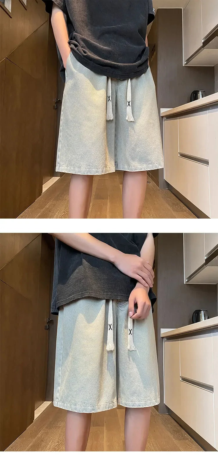 Yellow Clay Oversized Denim Shorts – Retro Fit