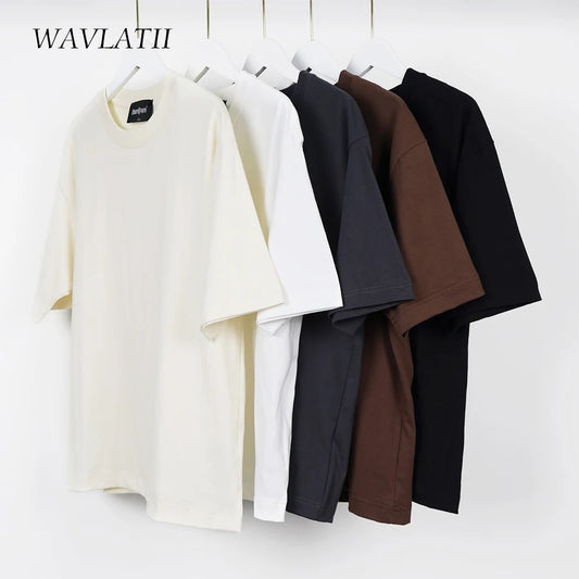 WAVLATII Oversized Unisex Tee – Brown Casual