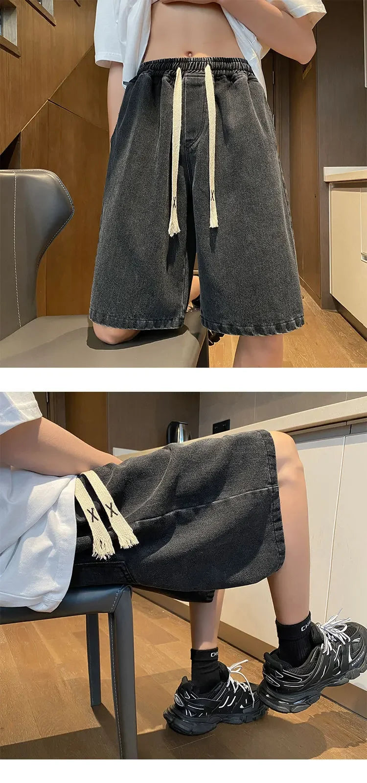 Yellow Clay Oversized Denim Shorts – Retro Fit