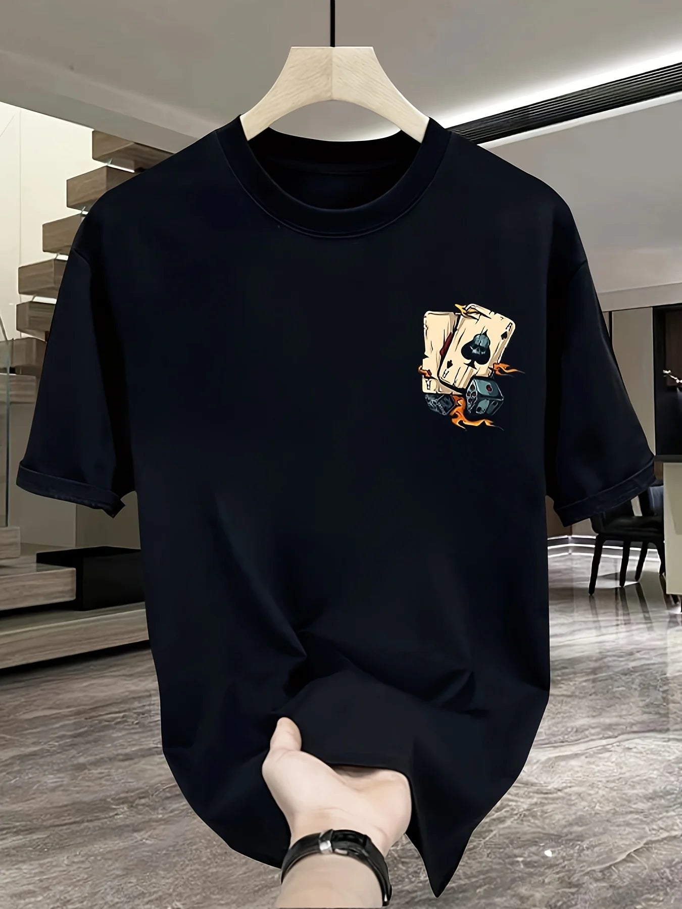 Men’s Summer Cotton Tee – Poker & Dice Print