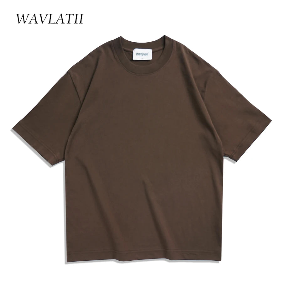 WAVLATII Oversized Unisex Tee – Brown Casual