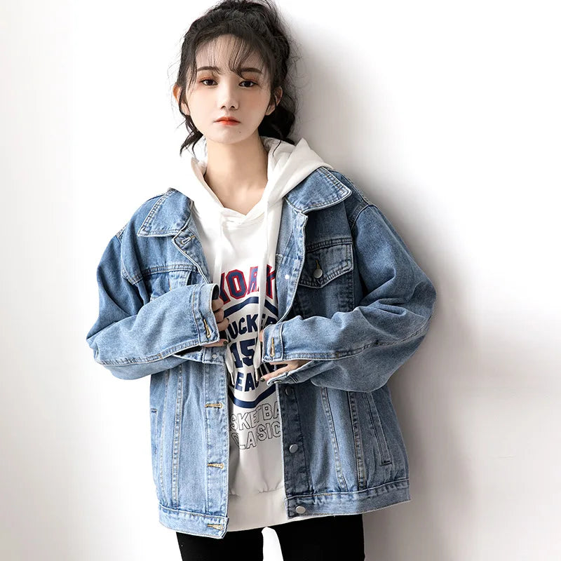 Oversized Denim Jacket – Women’s Korean Style