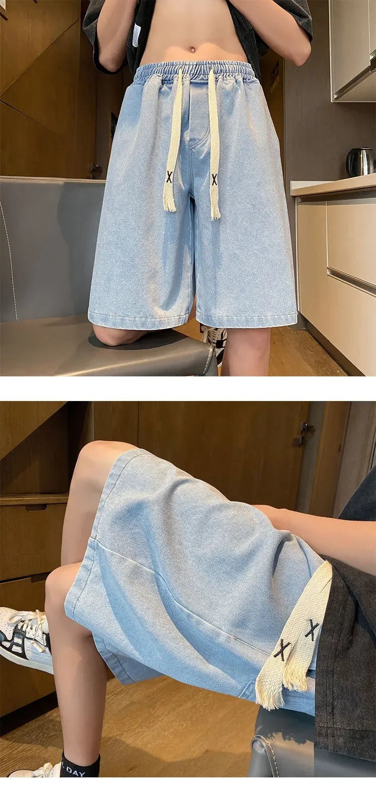 Yellow Clay Oversized Denim Shorts – Retro Fit