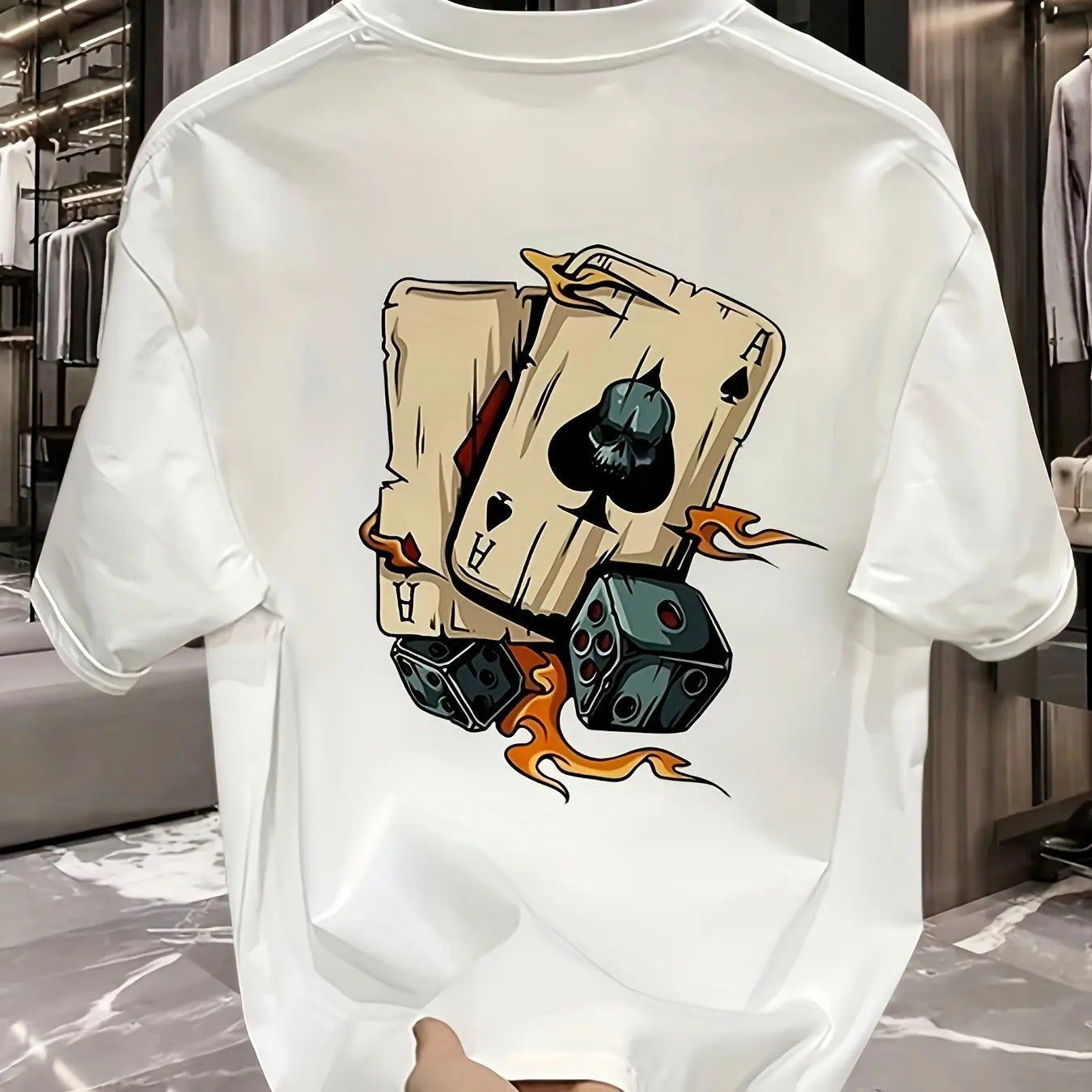 Men’s Summer Cotton Tee – Poker & Dice Print