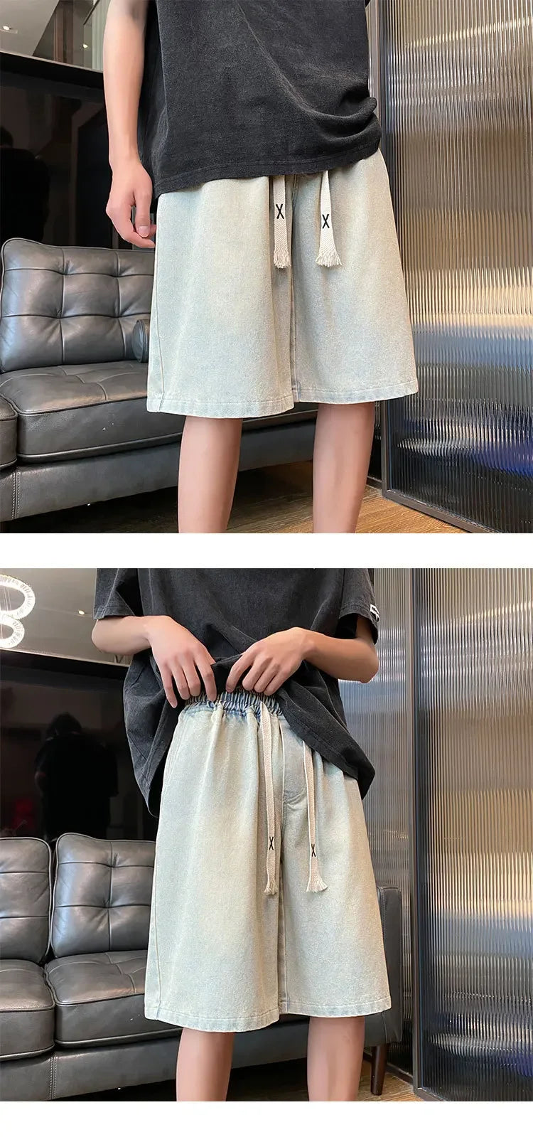 Yellow Clay Oversized Denim Shorts – Retro Fit