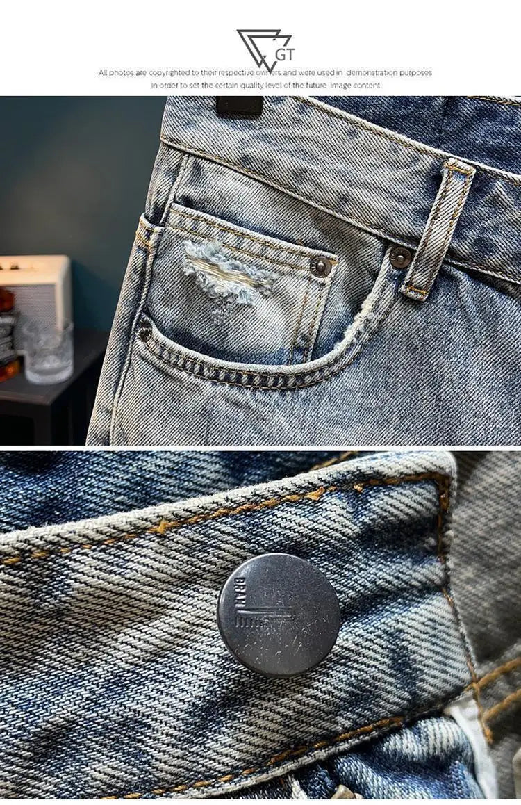 Men’s High-End Retro Denim – Loose Straight Fit