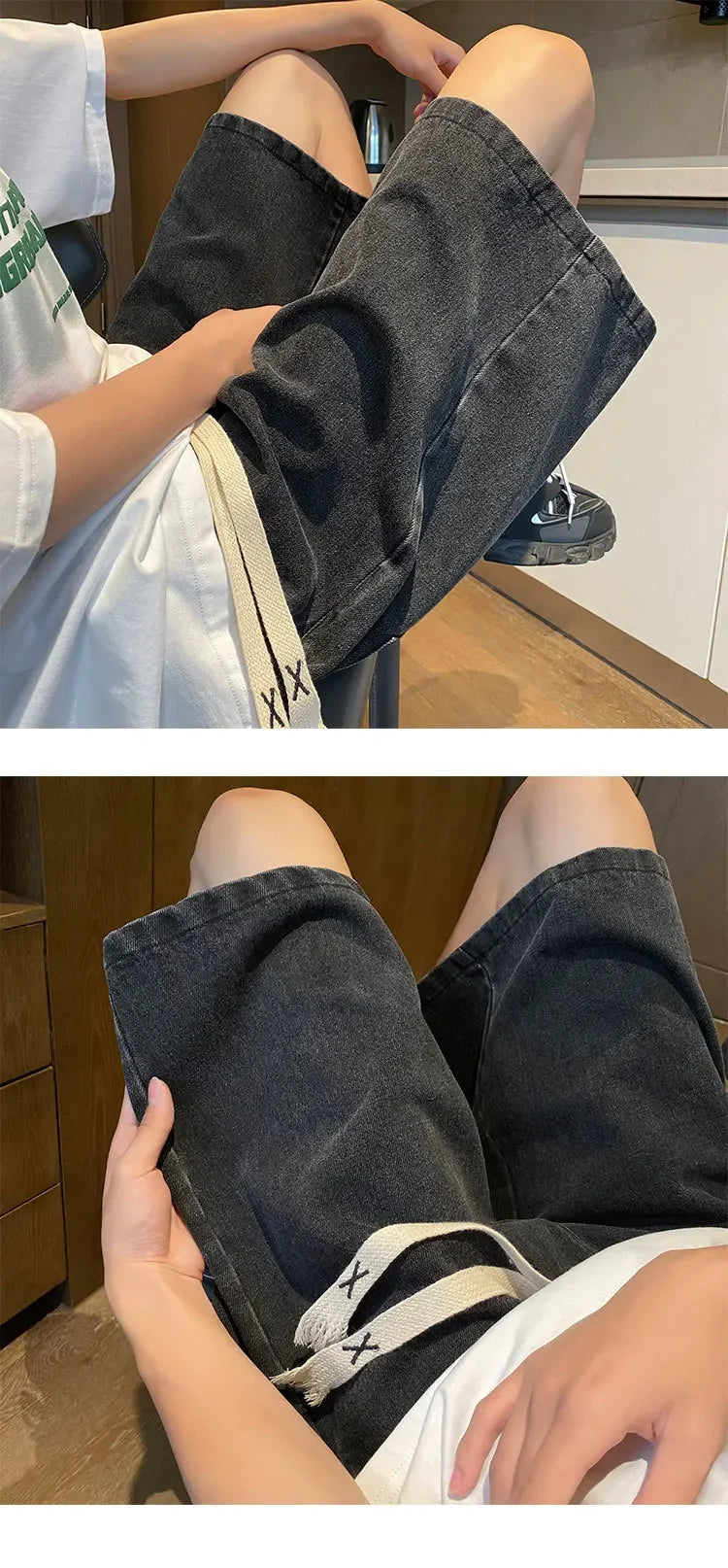 Yellow Clay Oversized Denim Shorts – Retro Fit