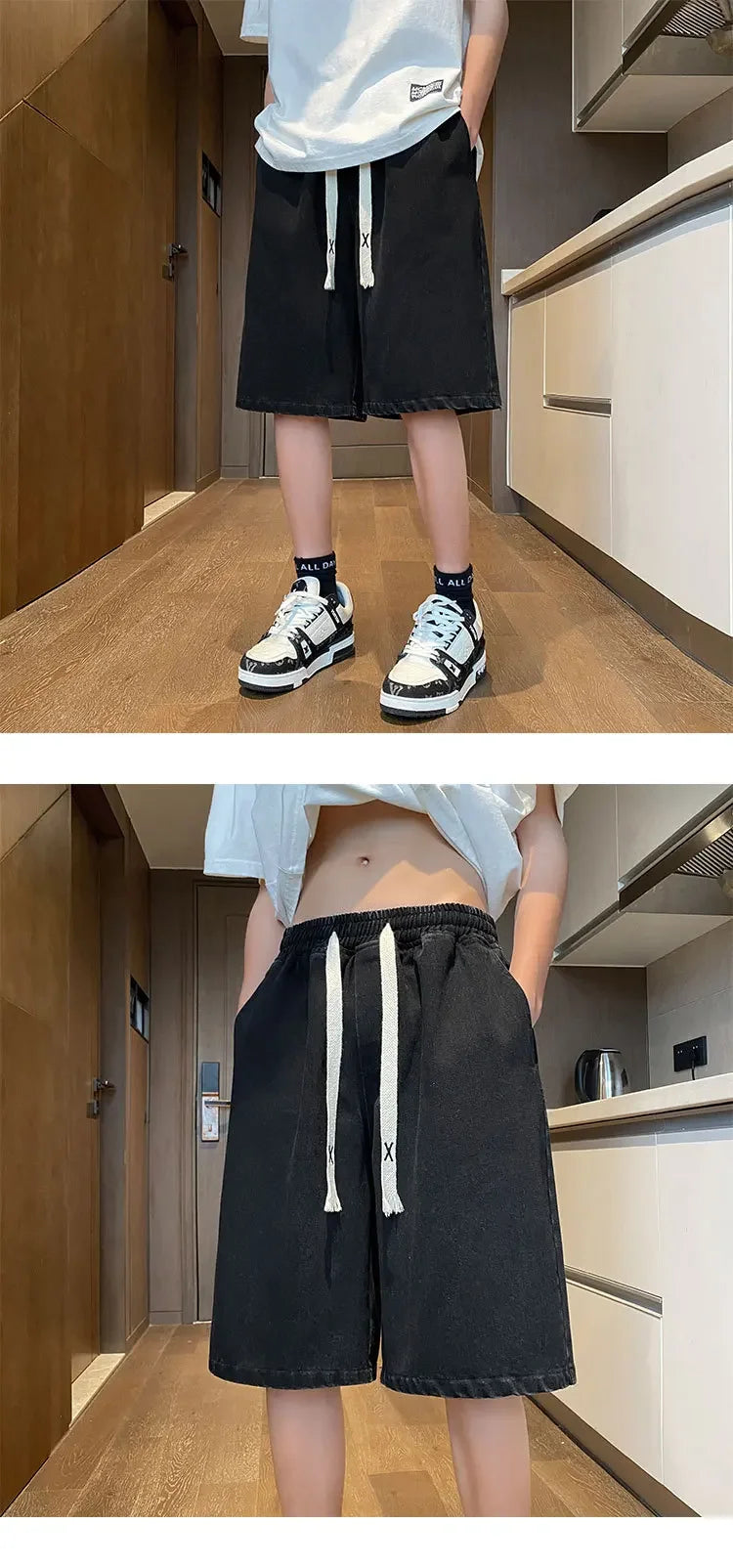 Yellow Clay Oversized Denim Shorts – Retro Fit