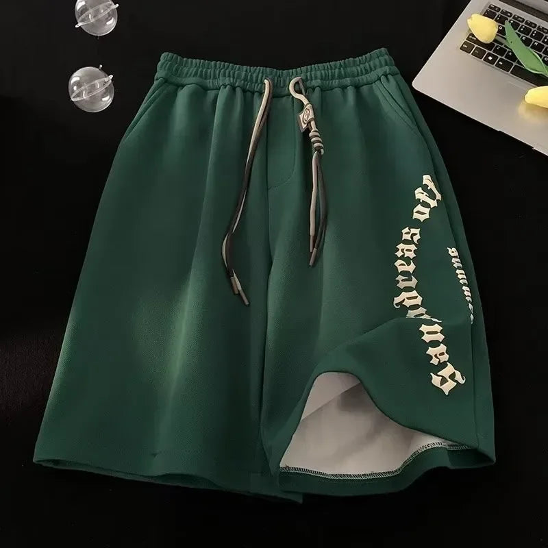 Men’s Oversized Beach Shorts – Retro Letters Print