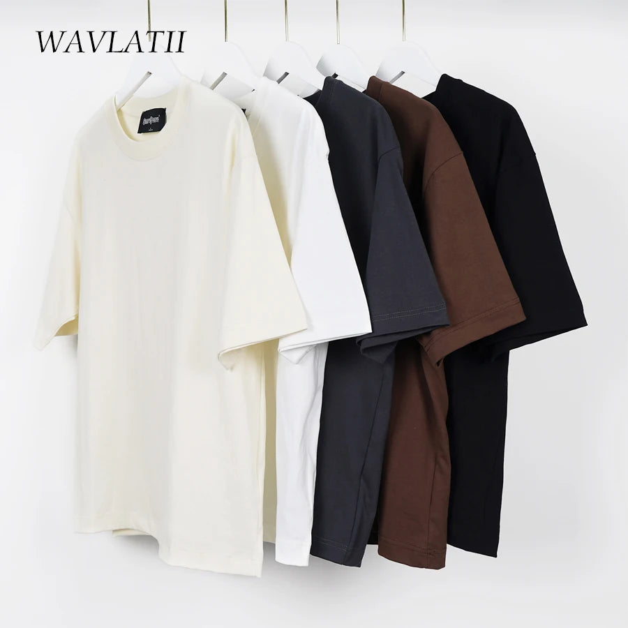 WAVLATII Oversized Unisex Tee – Brown Casual