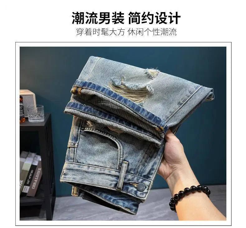 Men’s High-End Retro Denim – Loose Straight Fit