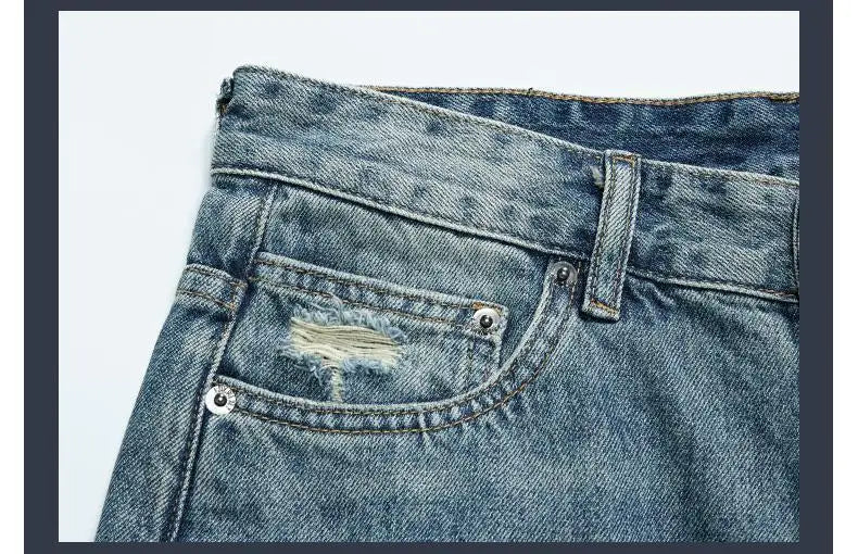 Men’s High-End Retro Denim – Loose Straight Fit