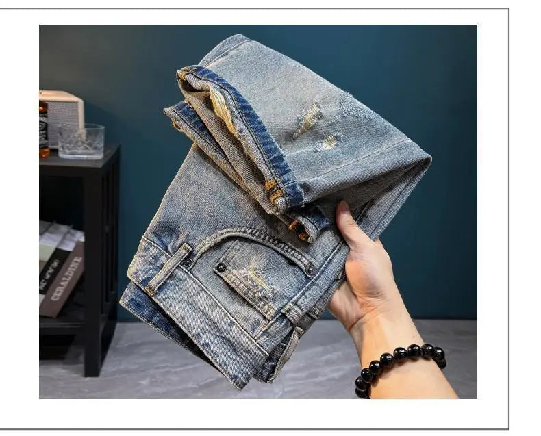 Men’s High-End Retro Denim – Loose Straight Fit