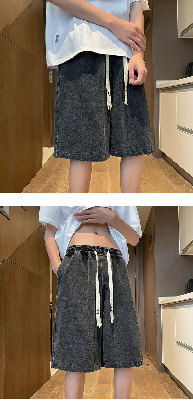 Yellow Clay Oversized Denim Shorts – Retro Fit