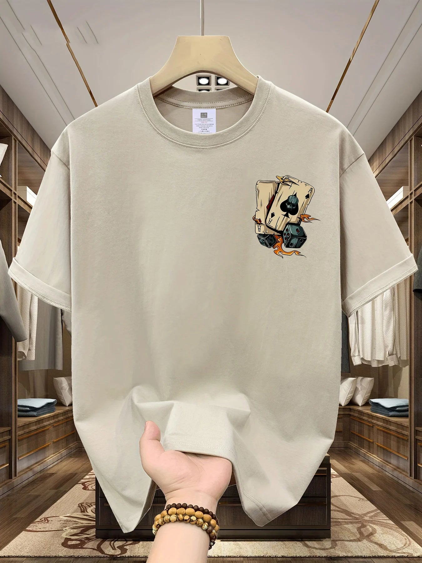 Men’s Summer Cotton Tee – Poker & Dice Print