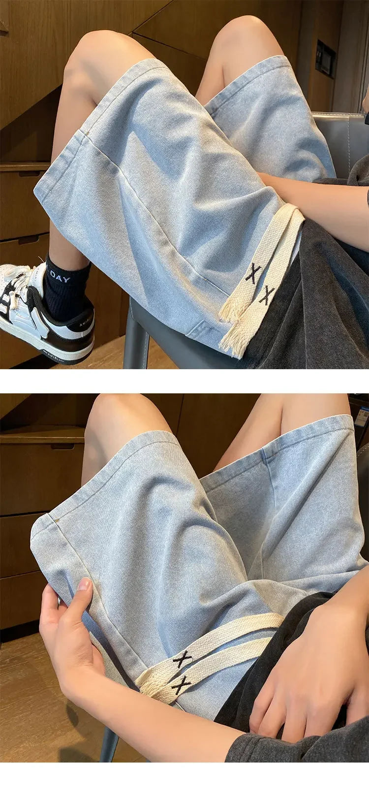 Yellow Clay Oversized Denim Shorts – Retro Fit