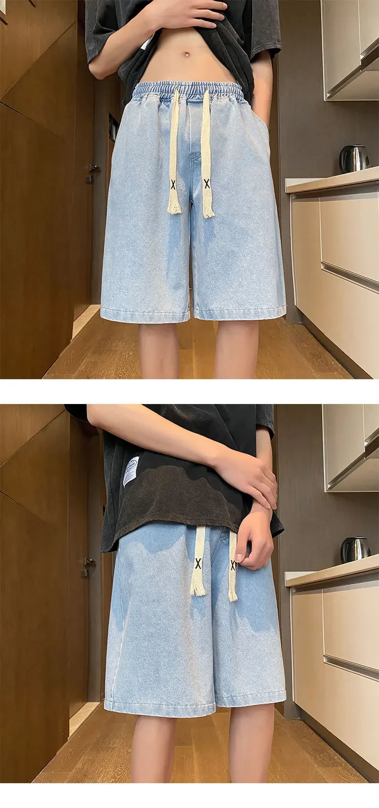 Yellow Clay Oversized Denim Shorts – Retro Fit