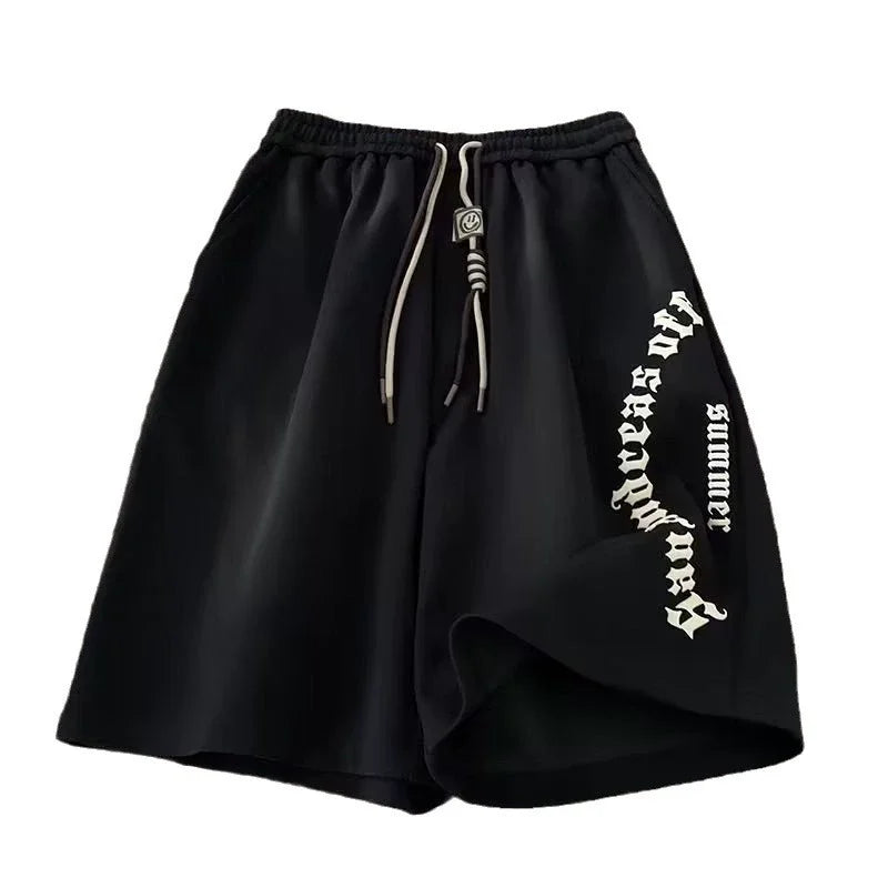 Men’s Oversized Beach Shorts – Retro Letters Print