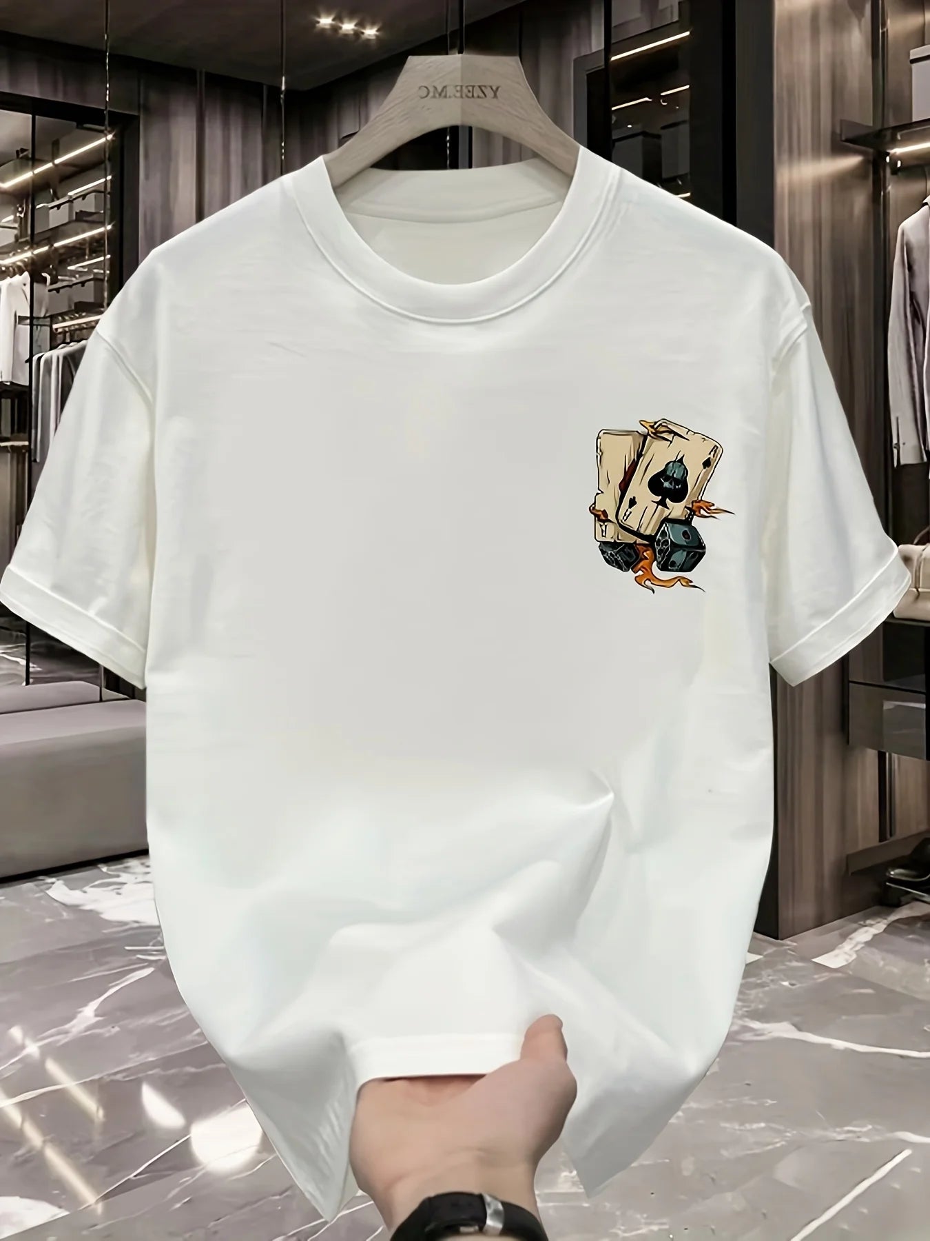 Men’s Summer Cotton Tee – Poker & Dice Print