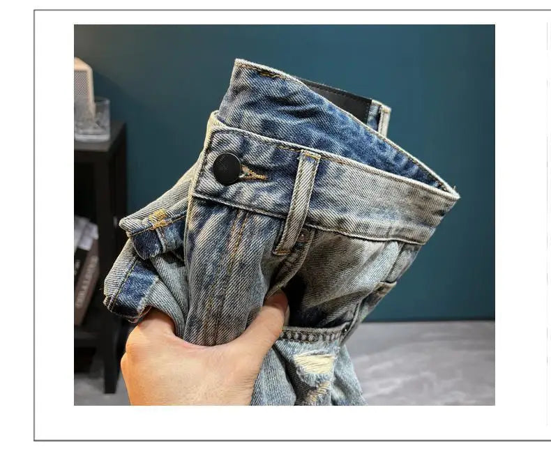 Men’s High-End Retro Denim – Loose Straight Fit