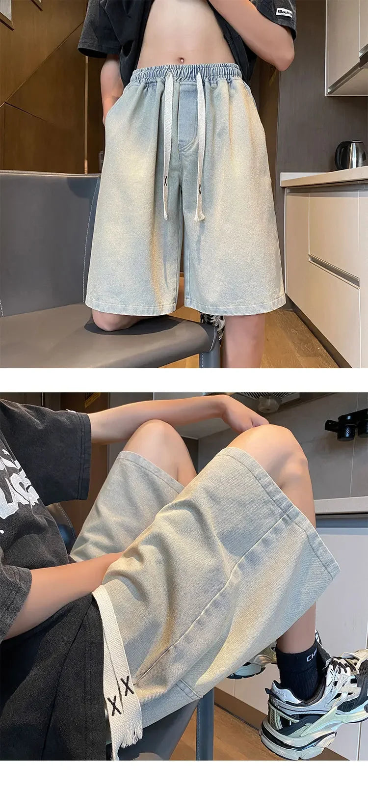 Yellow Clay Oversized Denim Shorts – Retro Fit