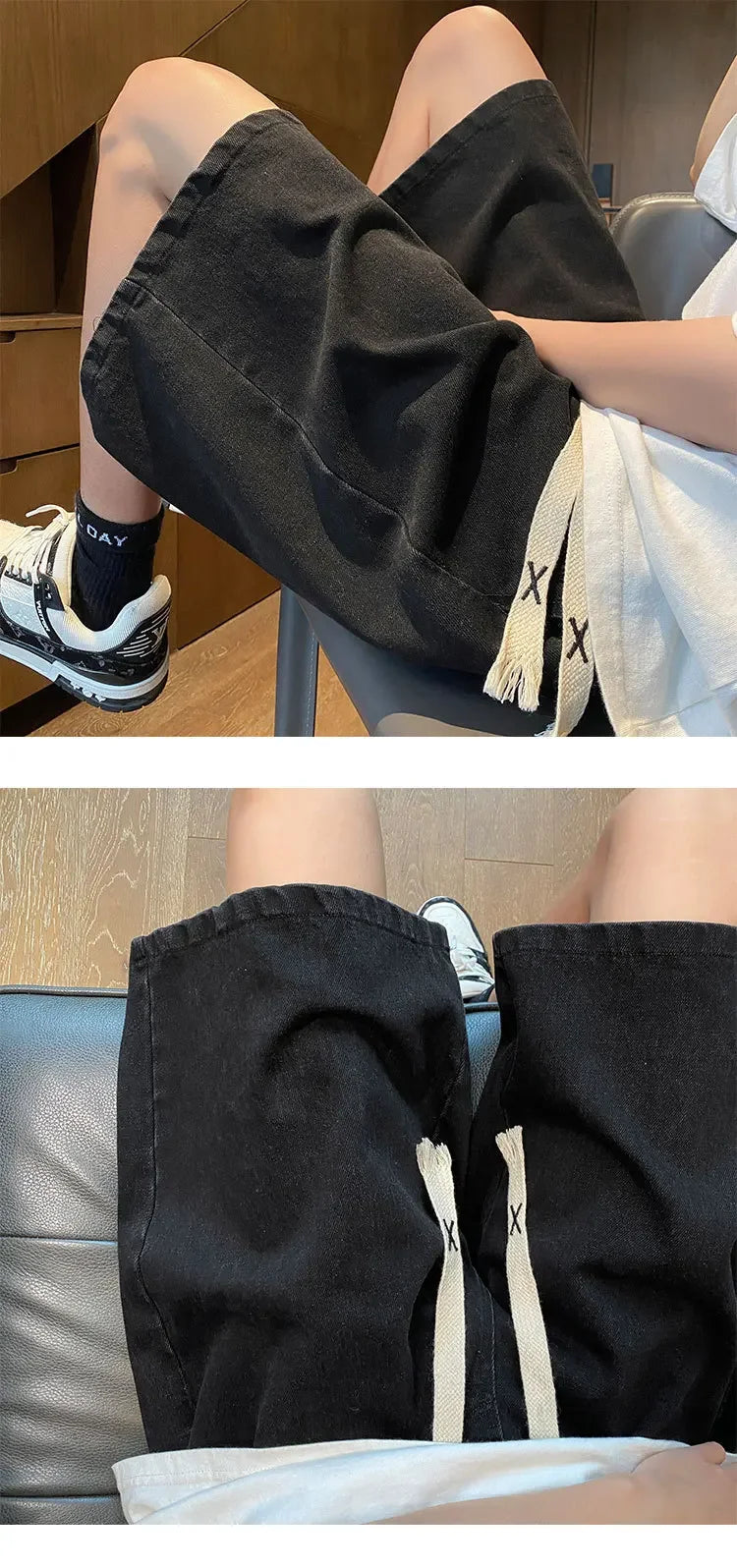 Yellow Clay Oversized Denim Shorts – Retro Fit